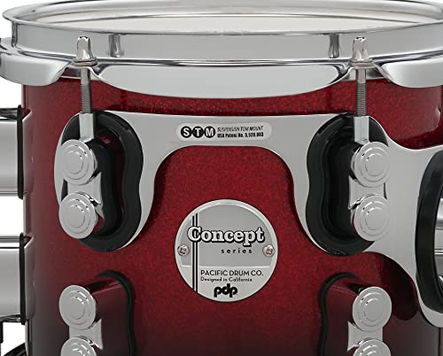 7-Piece Maple Shell Pack with Chrome Hardware Red to Black Fade E640