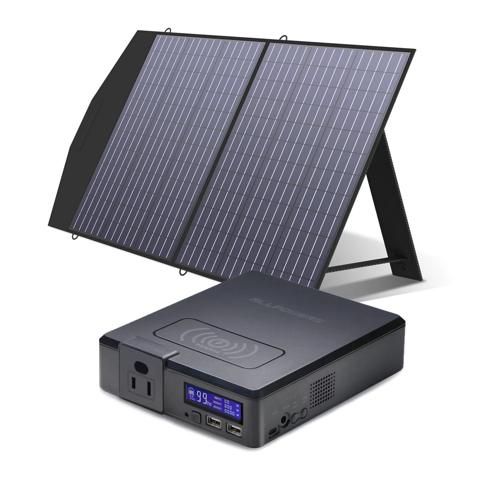 200W 154Wh Portable Power Station with 100W Foldable Solar Panel Y659982