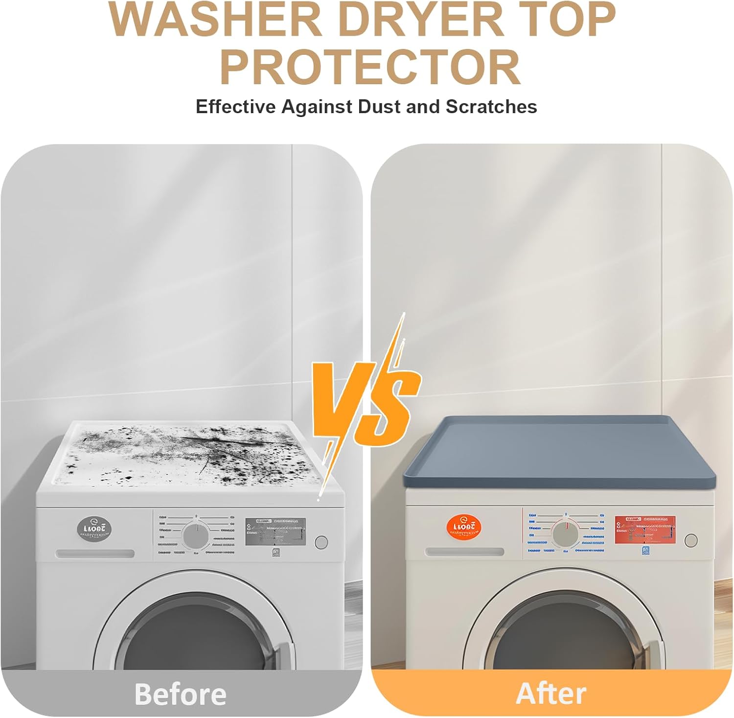 Grey Silicone Rubber Washer Dryer Top Protector Mat Z126132