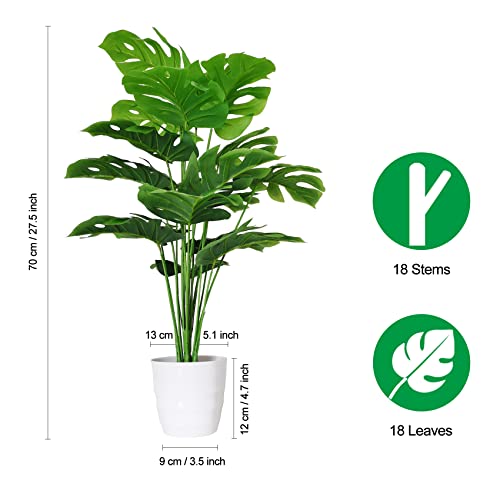 Set of 2 Artificial Areca Palm Plants, 32 Inch Fake Tropical Palm Trees with Greenery Leaves and Stems V191967