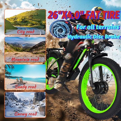 2000W Electric Bike with 48V 20AH Battery 26x4.0 Fat Tire Mountain E Bike Dual Motor 21-Speed Dual Hydraulic Disc Brake H79062