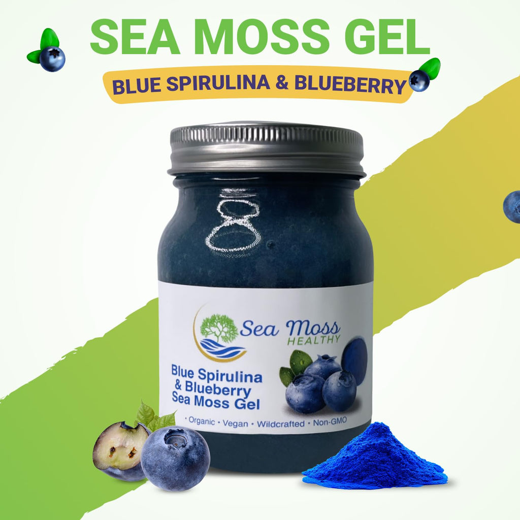 Blue Spirulina Blueberry Sea Moss Gel, 16 oz J7323