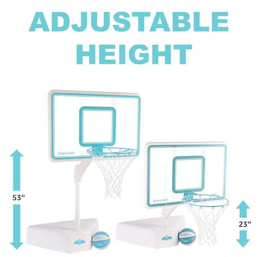Outdoor Adjustable Height Swimming Pool Basketball Hoop with Ball, Base, 18 Inch Stainless Steel Rim R8546