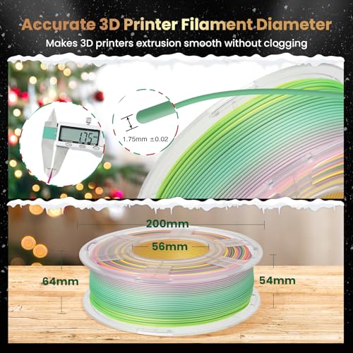 Silk Rainbow PLA+ 3D Printer Filament, Multicolor, 1kg G519