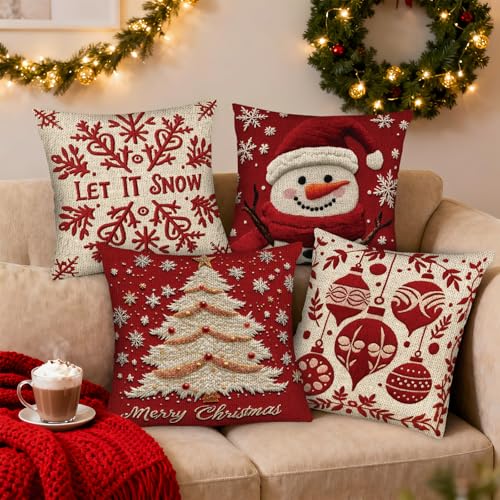 Christmas Throw Pillow Covers 18X18 Set of 4 R757