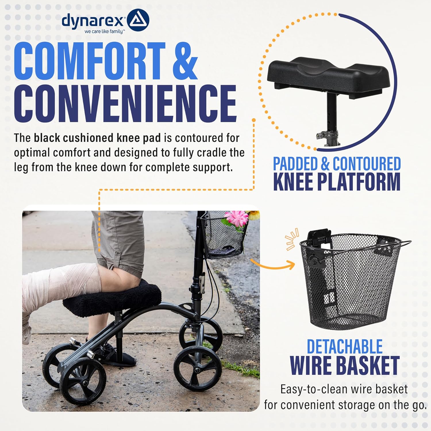 Silver Steerable Knee Walker with Basket J1914