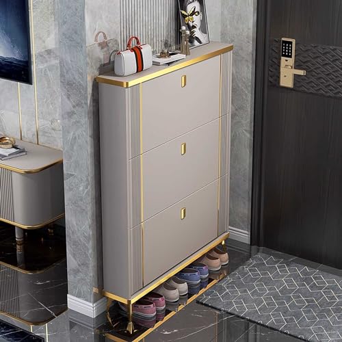 Slim 4 Layer Shoe Storage Cabinet with Flip Down Drawers G20765