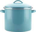 16 Quart Aqua Blue Enamel on Steel Stockpot with Lid V318281