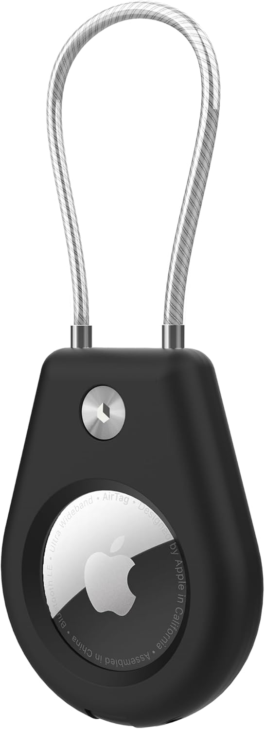 Black AirTag Holder with Keychain C37868