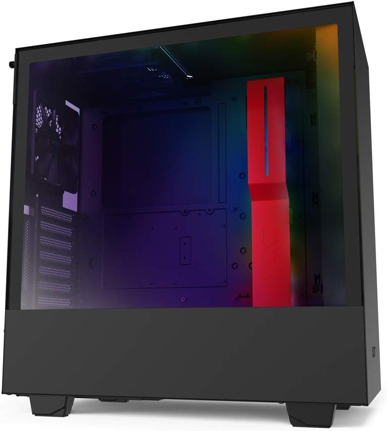 Compact ATX Mid-Tower PC Gaming Case with Tempered Glass Side Panel - Black/Red T7535