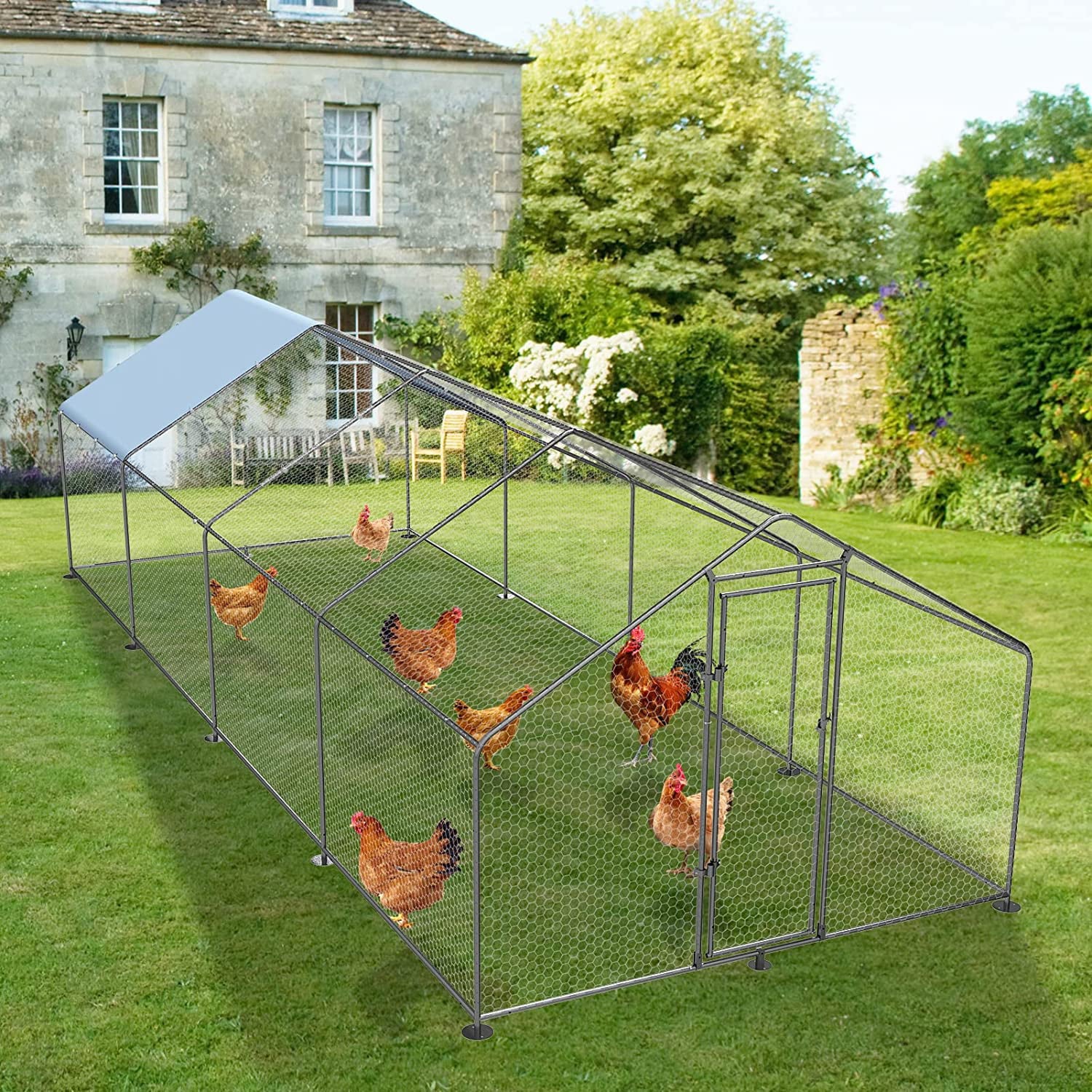 Large Metal Chicken Coop with Waterproof Anti-Ultraviolet Cover B570399