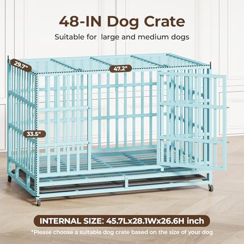 Heavy Duty Steel Dog Crate with Wheels and Removable Tray M90954