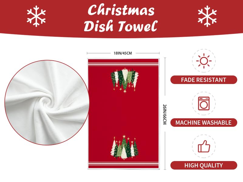 Red Xmas Tree Kitchen Towels Set of 2 H5259