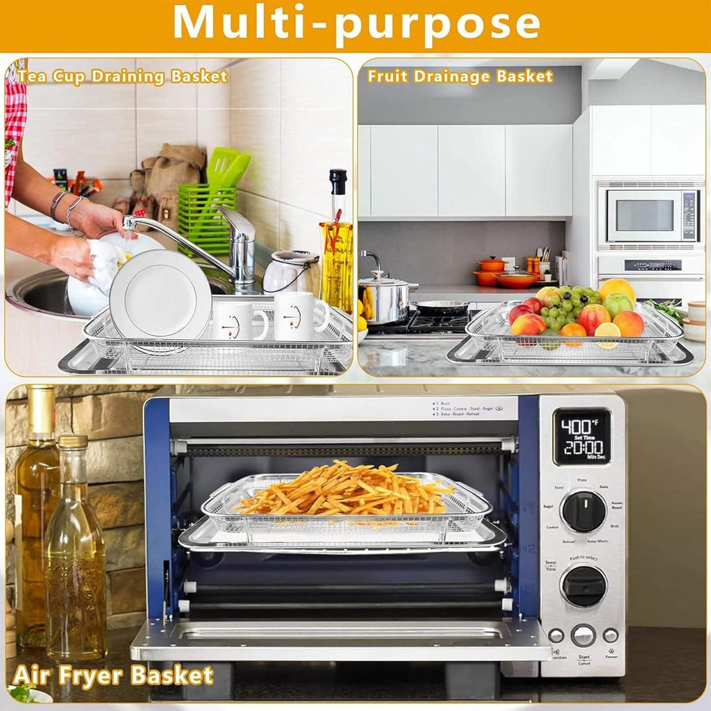 Stainless Steel Air Fryer Basket and Tray Set, 15.4" x 11.5" V289173
