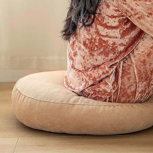 Yellow Large Round Floor Cushion Set of 2 T298