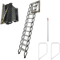 Black Wall-mounted Folding Attic Ladder, 9.8 feet Height, Ti-Mg Alloy O96173