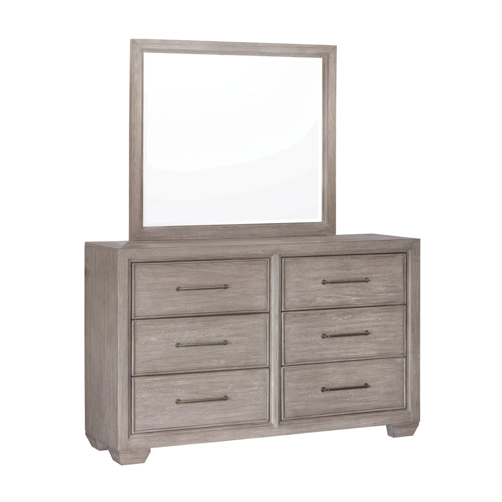 Gray Wood Queen Bedroom Set with Dresser, Mirror, Nightstand, and Chest K120