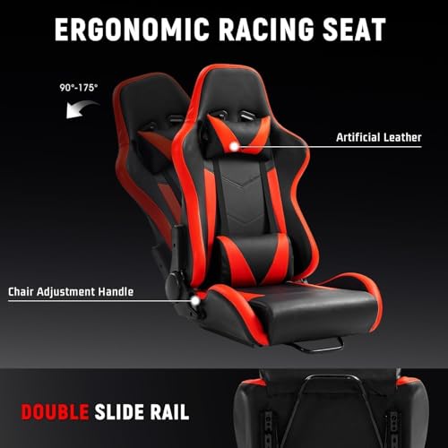 Racing Simulator Cockpit with Monitor Mount, red Seat S25184
