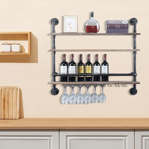 White Rhombus Wall Mounted Wood Wine Rack L195924