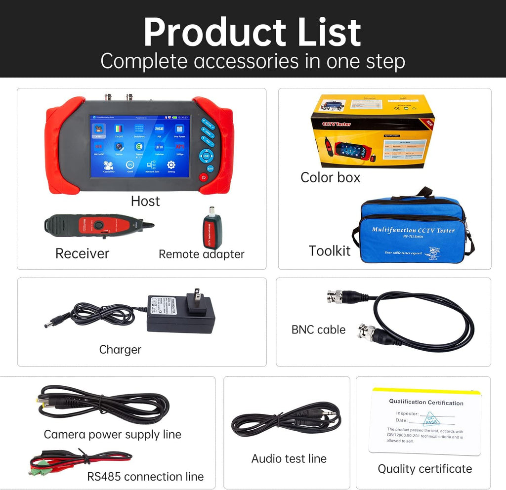7 Inch IPS Touch Screen CCTV Monitor Camera Tester with PTZ Control H6099