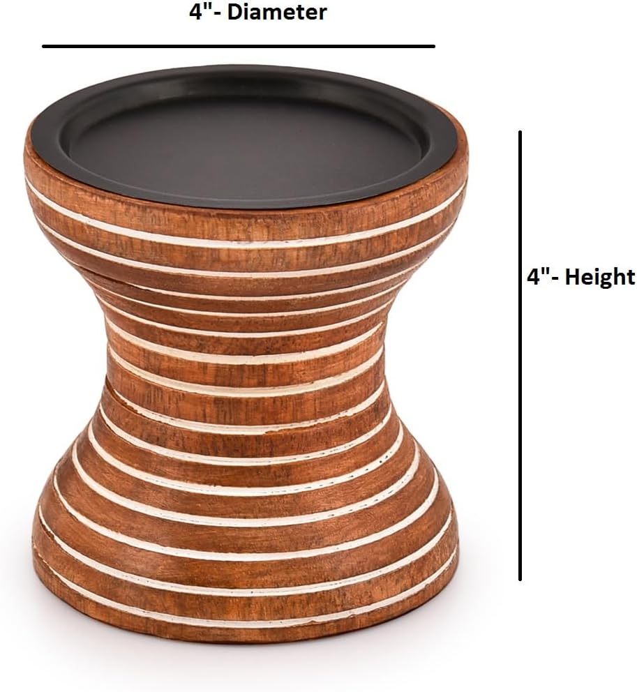 Mango Wood Candle Holder 4" X 4" X 4" Z14715