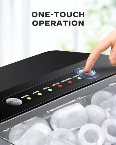 Black Self-Cleaning Ice Machine, 26Lbs/24H, 2 Sizes of Bullet Ice D691660