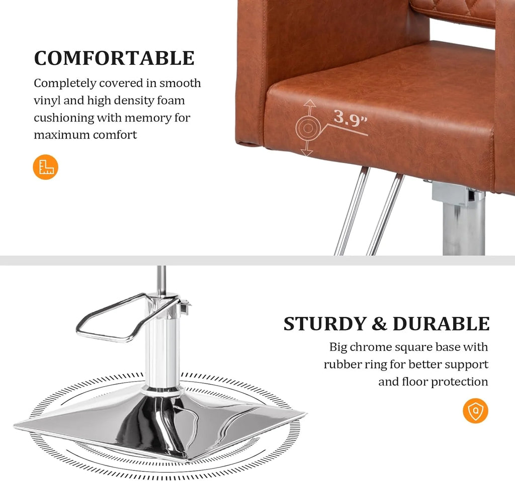 Brown Hydraulic Barber Chair with Aluminium Alloy Footrest J4122