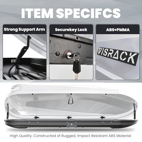 White 21 Cubic Feet Rooftop Cargo Box Carrier with Dual Side Opening Z981