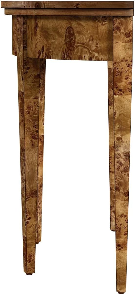 Brown Burl Wood Demilune Console Table Z2239