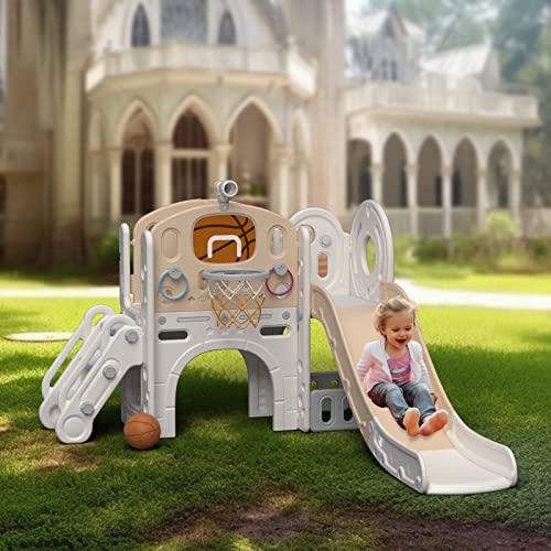 8 in 1 Toddler Slide Set with Basketball Hoop and Ball D350978