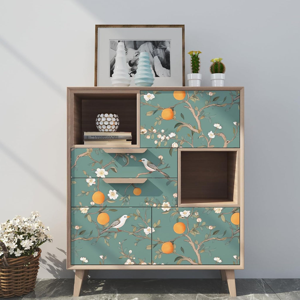 Green Floral Wallpaper Peel and Stick, 17.5" x 118" B175188