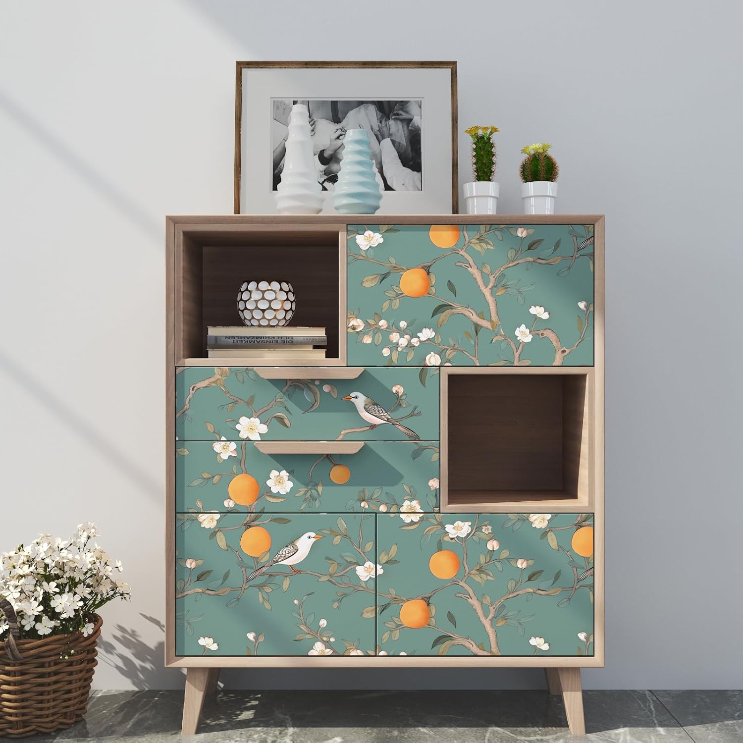 Green Floral Wallpaper Peel and Stick, 17.5" x 118" B175188