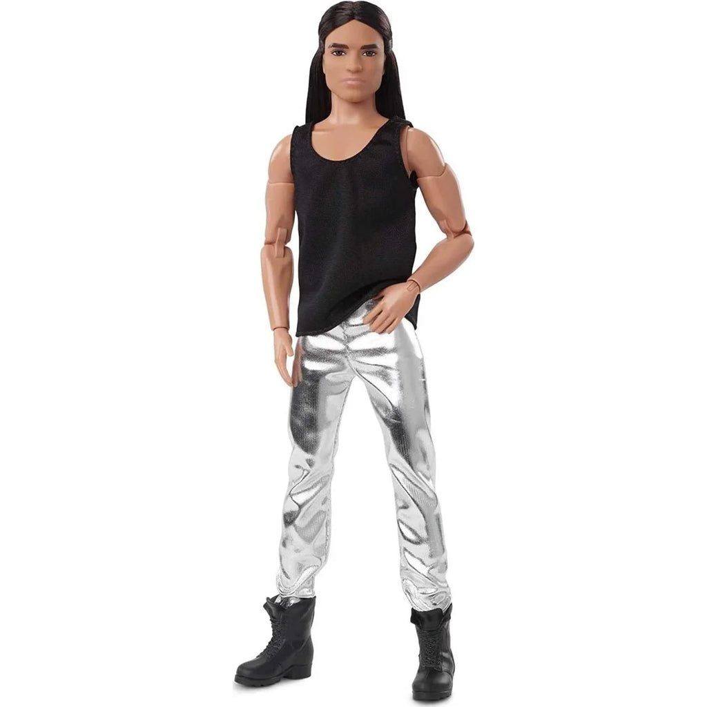 Ken Doll with Long Brown Hair & Metallic Silvery Pants Y3379