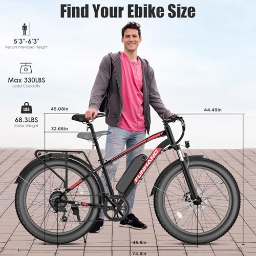 26" Fat Tire Electric Mountain Bike with 48V 13AH Battery Q380