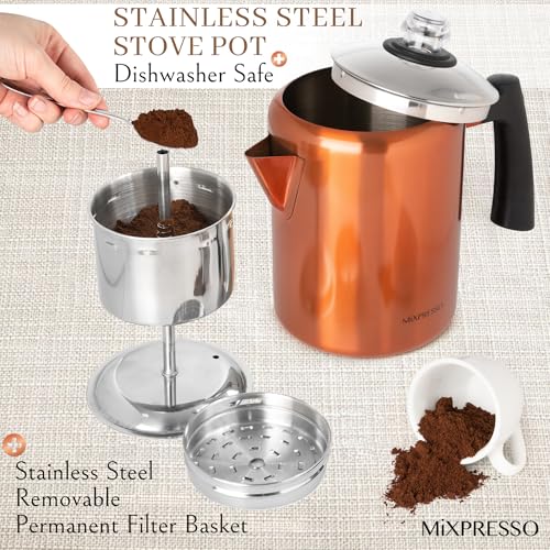 52 oz 12 Cup Stainless Steel Coffee Percolator C428