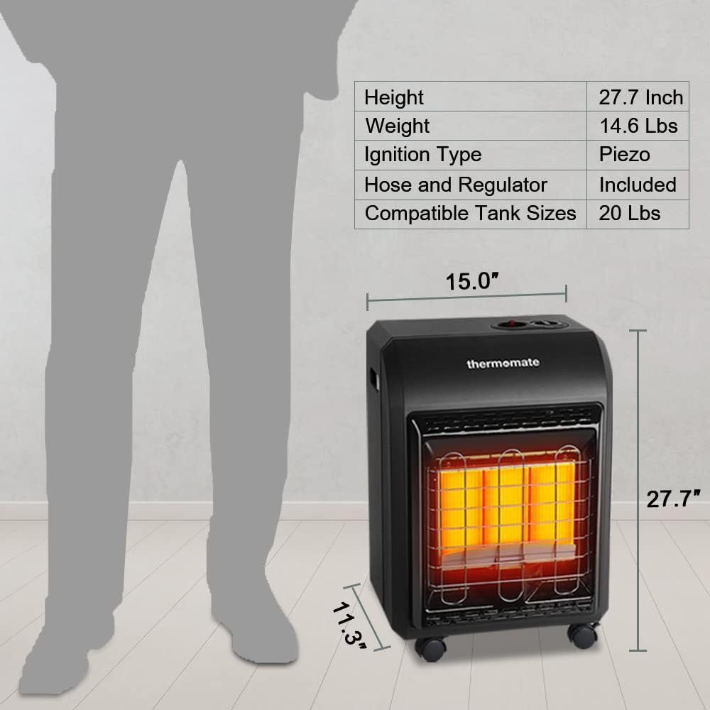 Portable LP Gas Heater with 3 Power Settings, 18,000 BTU L6772