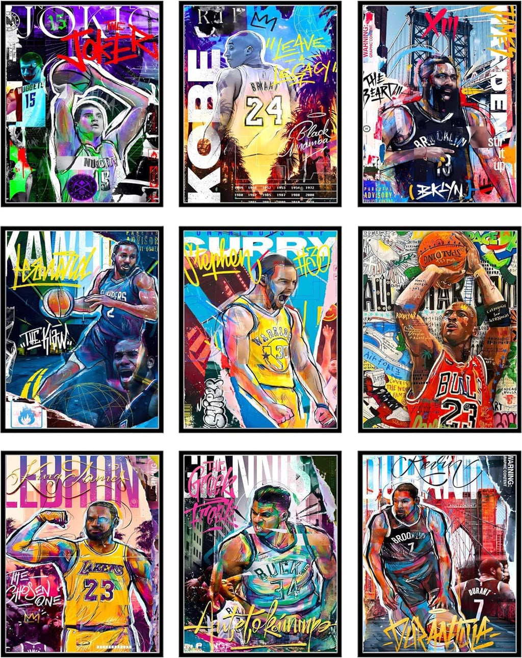 Set of 9 Unframed 8"x10" Basketball Sports Poster D9358