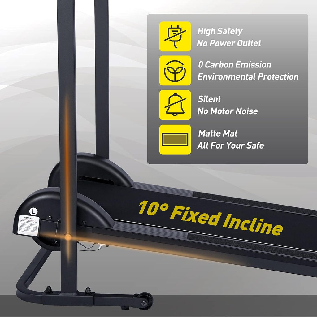 Manual Treadmill Non Electric with 10° Incline Small Foldable J9202