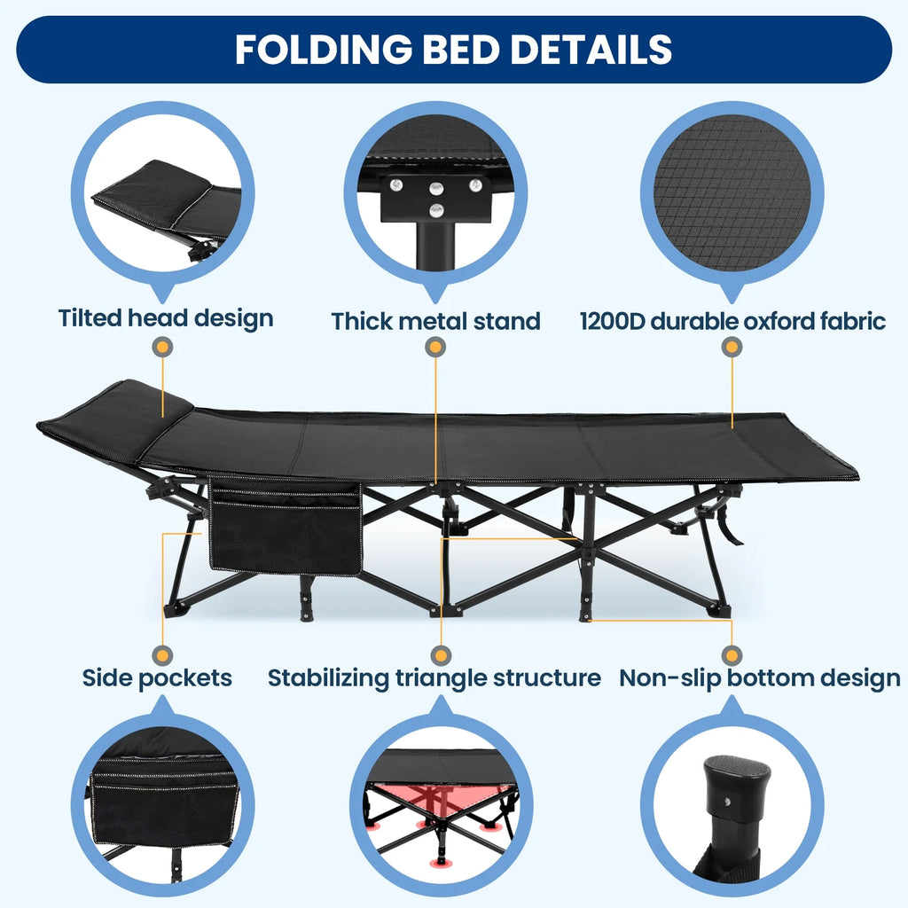Portable Folding Bed with Removable Thick Mattress and Carry Bag D43670