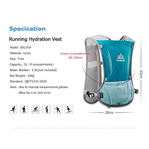 5L Outdoor Sport Camping Backpack Hydration Vest Pack with 500ml Soft Flask A666765