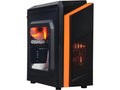Black/Orange Micro-ATX Mini Tower Computer Case with 2 x Orange LED Fans X8184