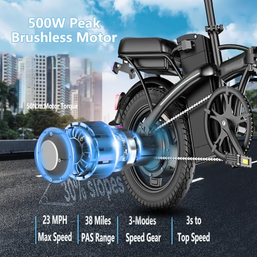 14" Mini Folding Electric Bike with 48V12AH Removable Battery L5387