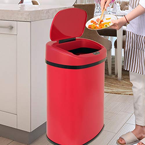 13 Gallon Stainless Steel Automatic Sensor Trash Can with Lid, Black D66330