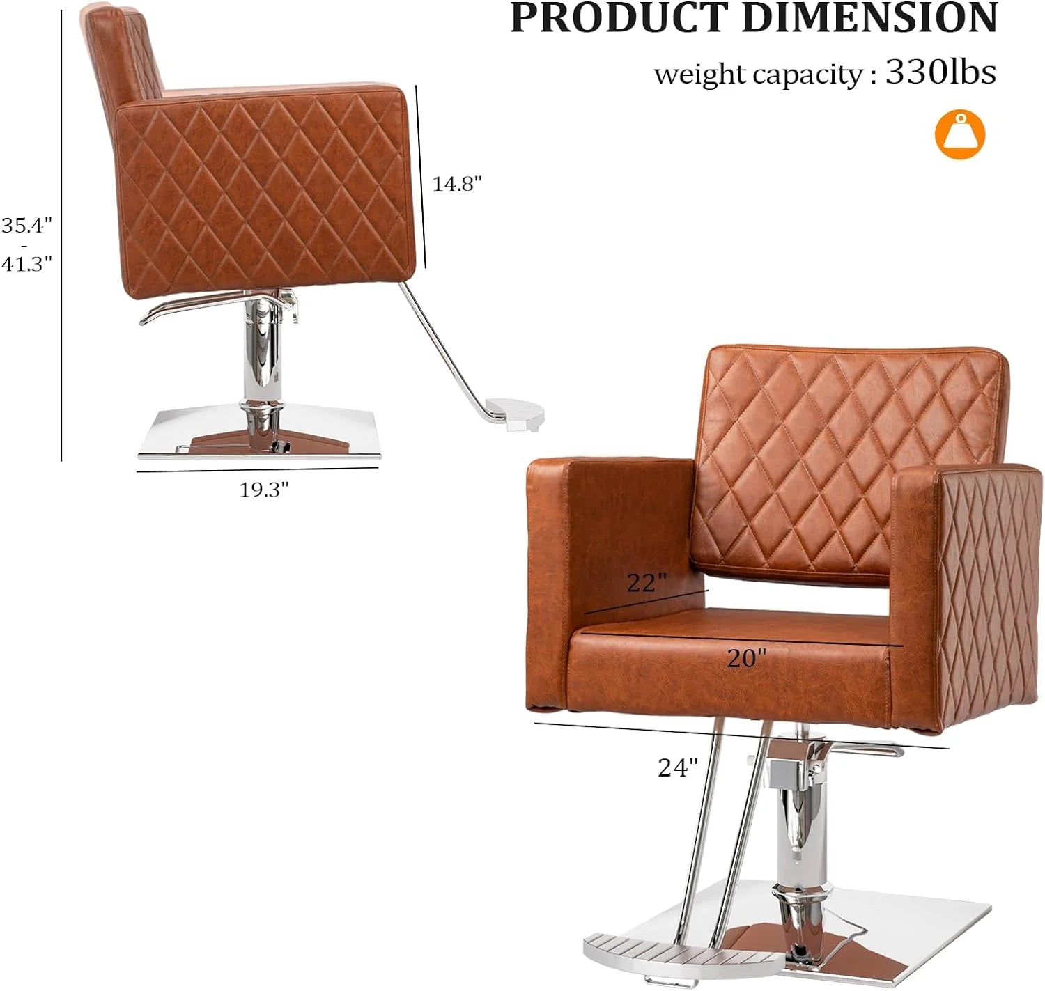 Brown Hydraulic Barber Chair with Aluminium Alloy Footrest J4122