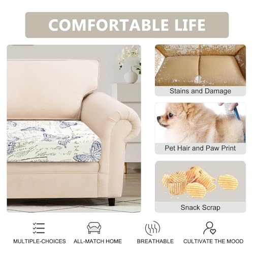 Waterproof Couch Cushion Covers Replacement, Washable Sofa Chair Seat Cushion Covers Soft Jacquard Couch Cushion Slipcovers Stretch Furniture Protector (Medium, Light Grey) G5142