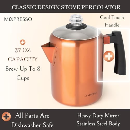 52 oz 12 Cup Stainless Steel Coffee Percolator C428