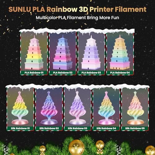 Silk Rainbow PLA+ 3D Printer Filament, Multicolor, 1kg G519