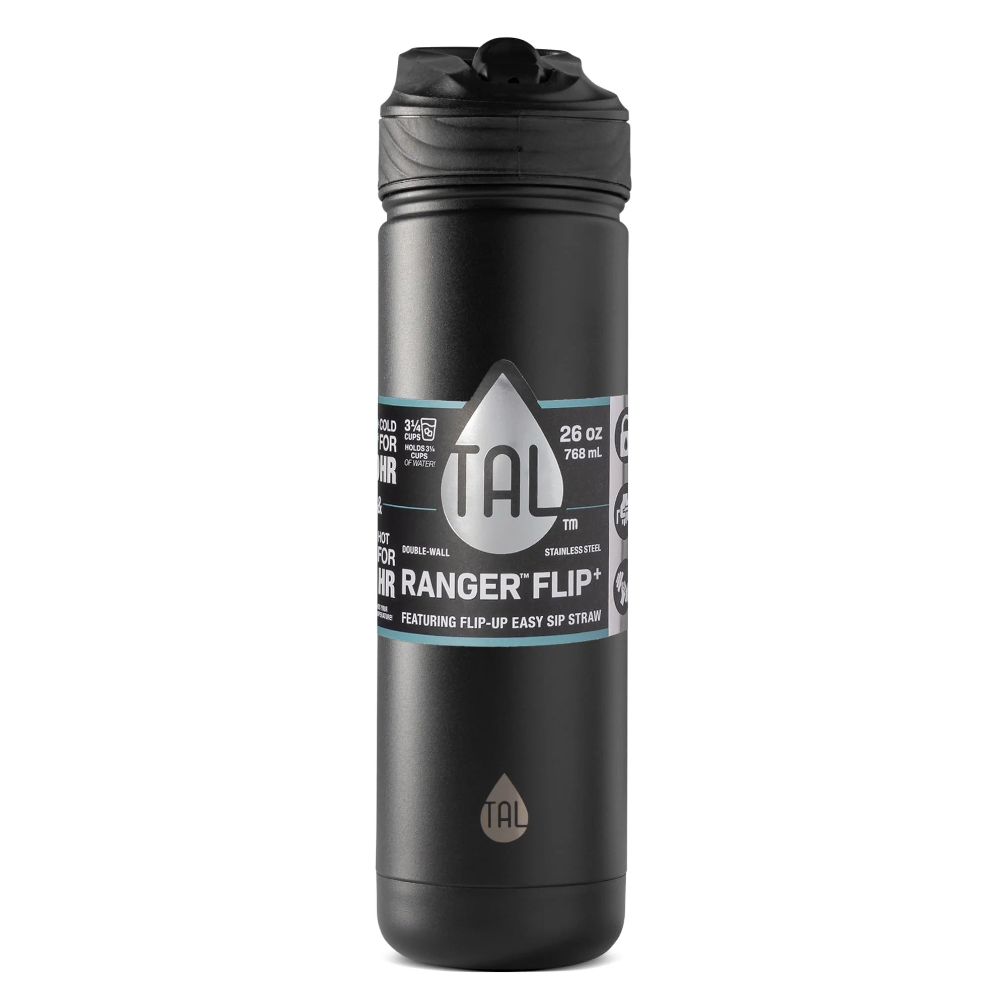 Black 26 oz Stainless Steel Water Bottle F2973
