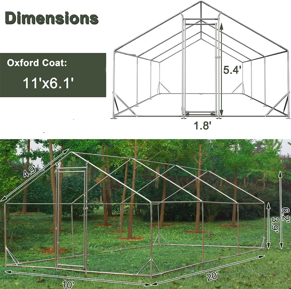 Large Metal Chicken Coop with Waterproof Cover (XL) H81593