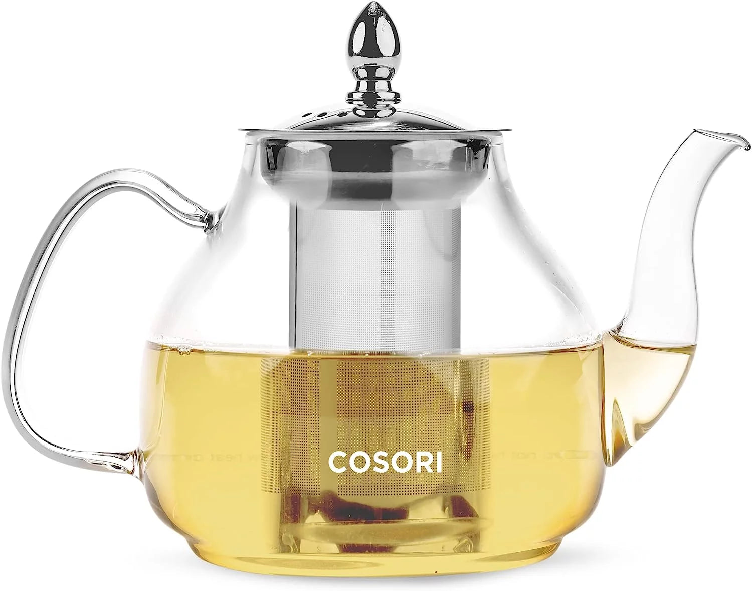 Glass Teapot Stovetop Gooseneck Kettle with Removable Stainless Steel Infuser, Borosilicate, 1000 ml, Transparent D5339